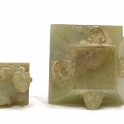 Carved jade double stamp, 20th century - 7
