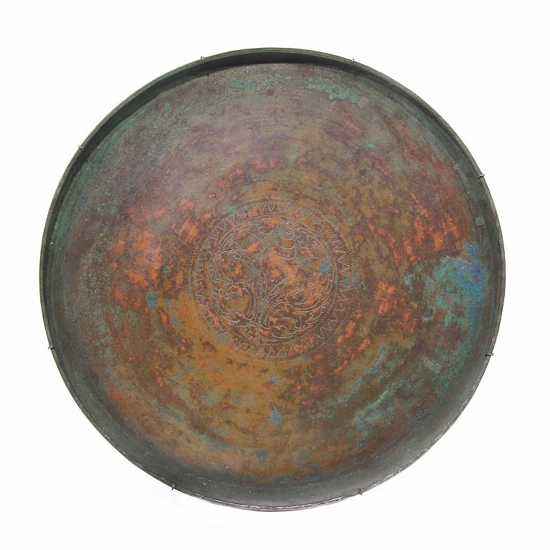 Large Indonesian copper tray, Talam.