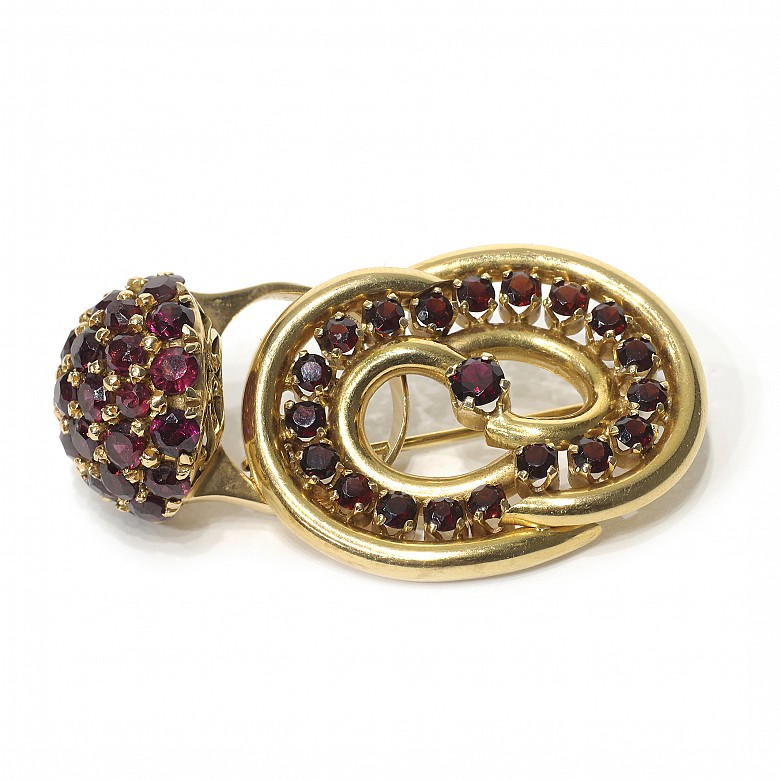 Set of brooch and ring with 18k gold assemblimg