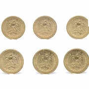 Seis medio pesos mejicanos de oro 900 milésimas