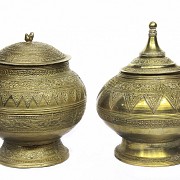 Two jars with brass lids, Indonesia, 19th-20th century