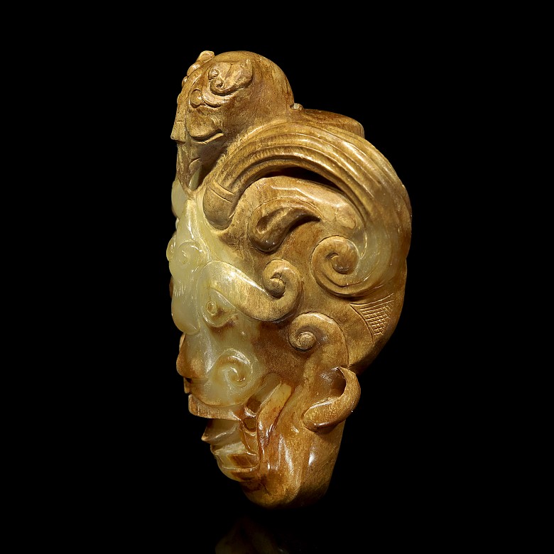 Pieza de cinturón de jade amarillo tallado, dinastía Han - 3