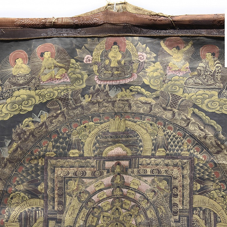 Thangka tibetano en seda, s.XIX - 4
