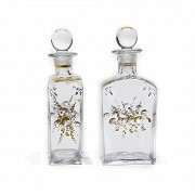 Two glass bottles with lid. 19th century.