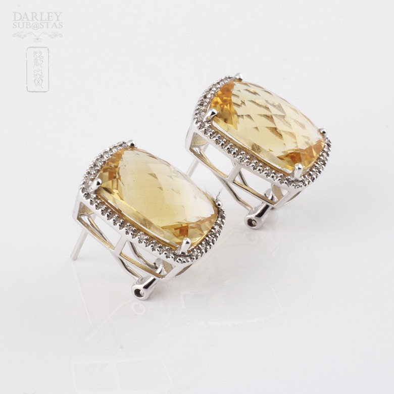 earrings with 12.16cts  citrine and diamonds in 18k white gold - 2