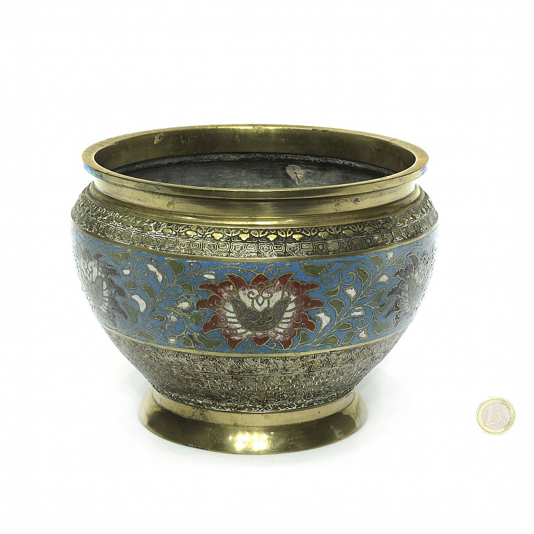 Bronze bowl with an enameled border, 20th century - 6