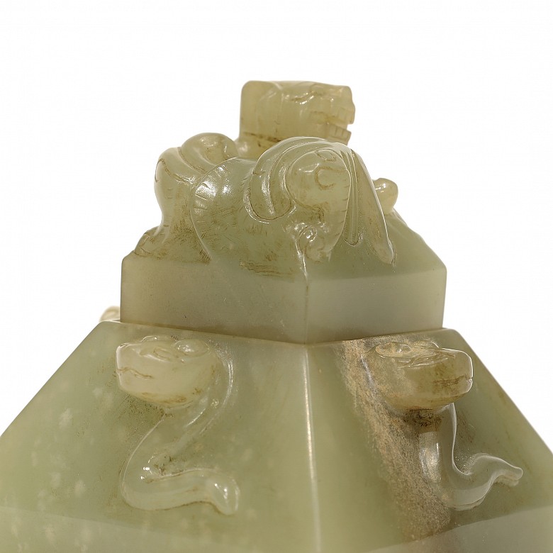 Carved jade double stamp, 20th century - 5