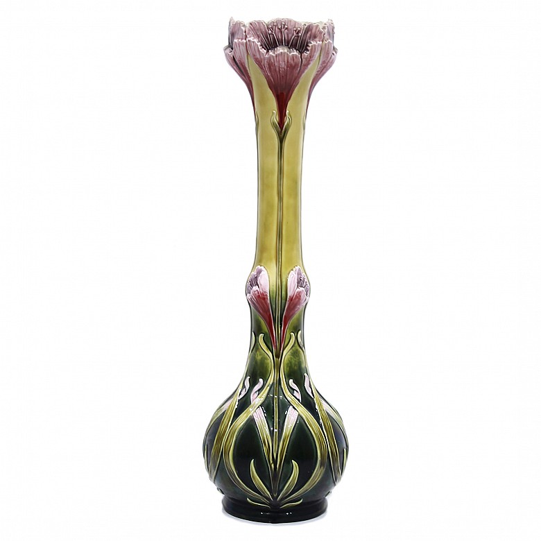 Enameled ceramic vase, Art Nouveau, 20th century