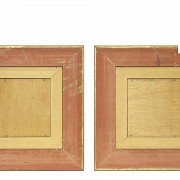 Pair of bone and wood plaques, 20th century
