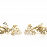 18k yellow gold flower and cluster earrings