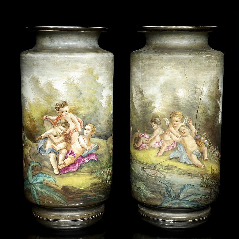 Pair of large vases, 19th - 20th century