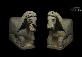 Pareja de caballos de piedra, dinastía Qing