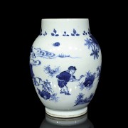 Blue and white decorated vase, 20th century