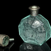 Carved glass dressing-table bottle,