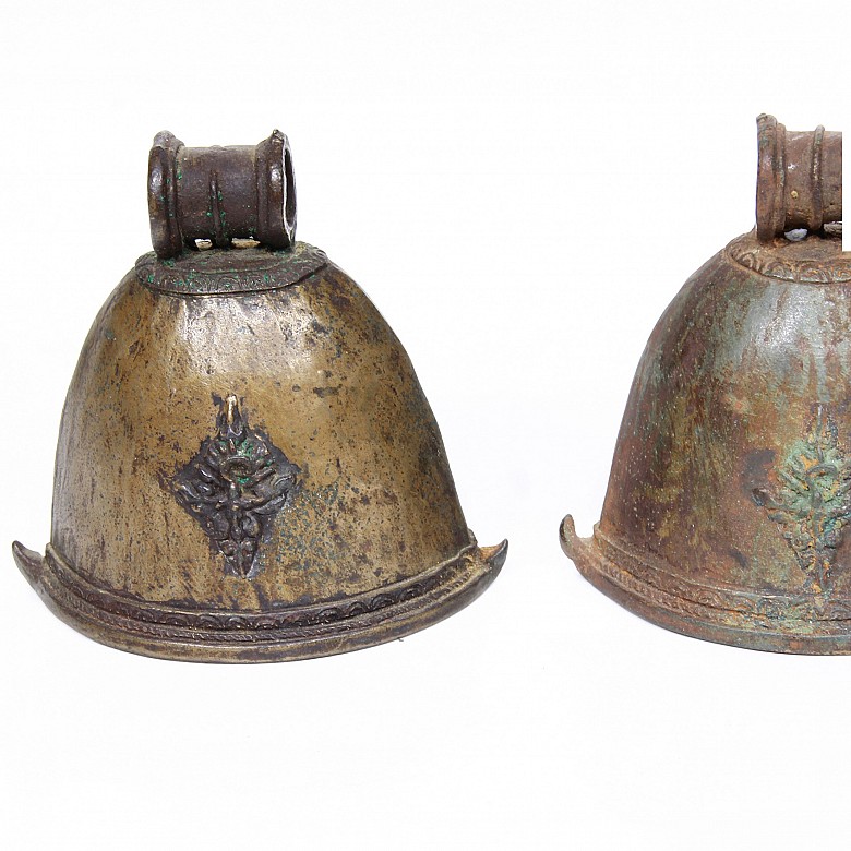 Pair of indonesian bronze bells.