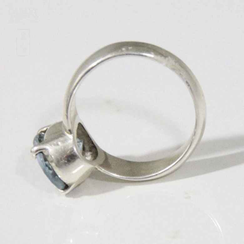 Silver rings with natural aquamarine, - 8