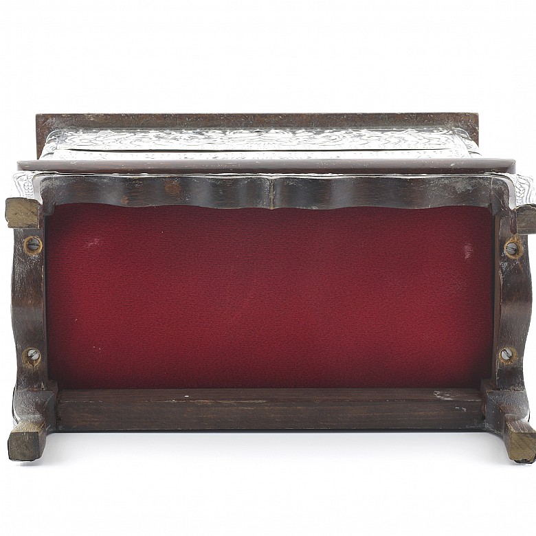 Silver and wood jewellery box, 20th century
