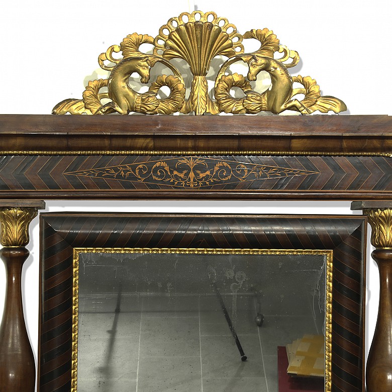 Console with fernandina mirror, early 19th century