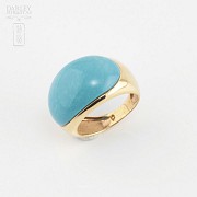 18k yellow gold and natural turquoise ring