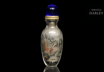 Botella de rapé de vidrio pintado, dinastía Qing, S.XIX