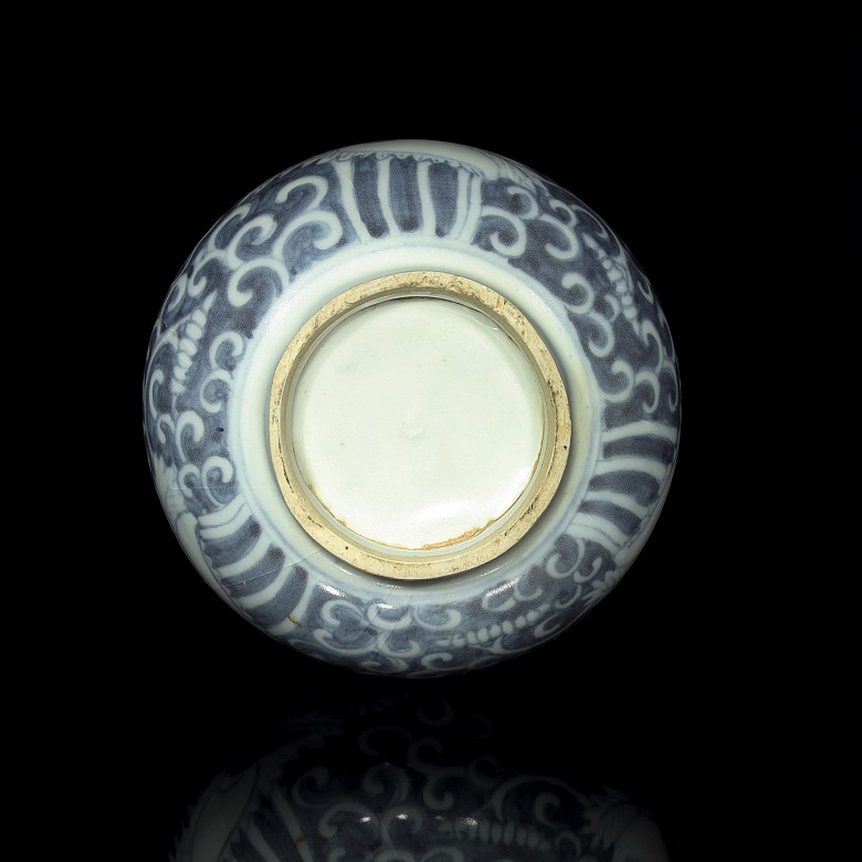 Jarrón de cerámica con pergaminos de loto, estilo Ming-Wanli - 5