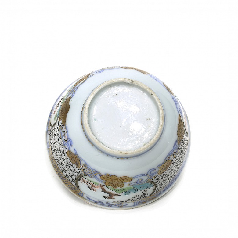 Small porcelain bowl with scenes, 20th century
