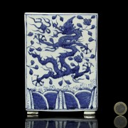 Flowerpot, blue and white, with dragons, 20th century