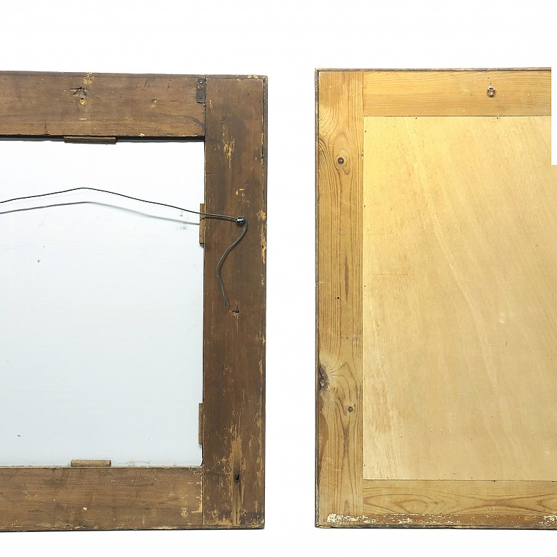 Two mirrors with ebonized moldings, 20th century - 3