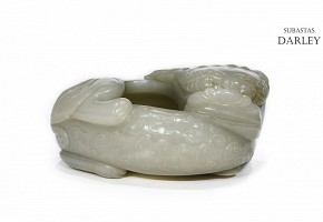 Carved jade brush container, 20th century