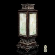 Jadeite and wood standing lantern, Qing dynasty