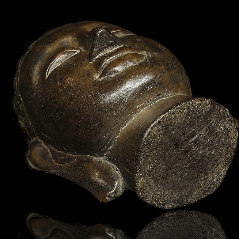 Wooden Buddha head, Asia, 20th century - 4