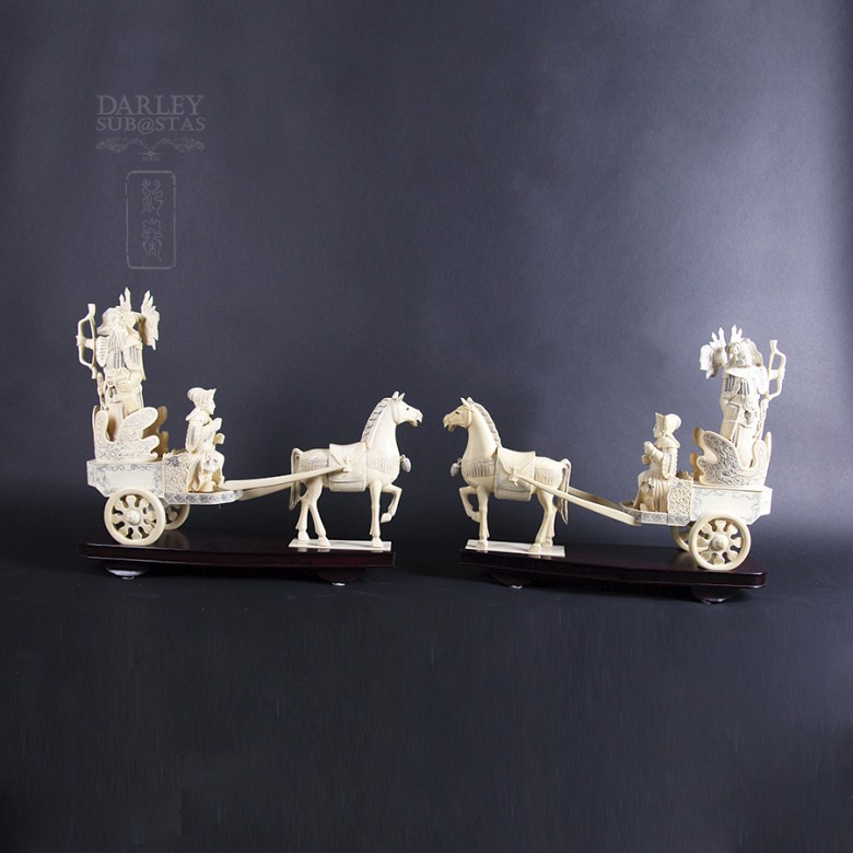 Two extraordinary carts ivory
