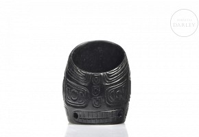 Jade green archer ring, Shang style