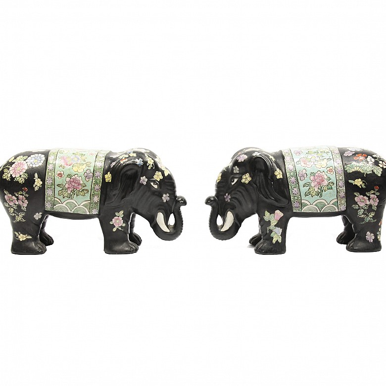 Pair of porcelain elephants