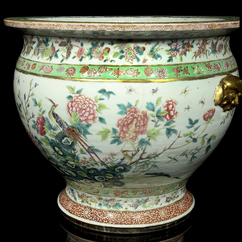 Pecera de porcelana esmaltada, dinastía Qing