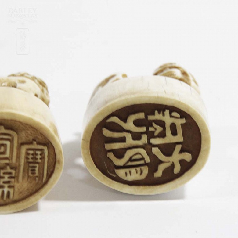 Dos sellos ovales de marfil chino - 3