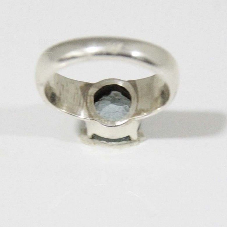 Silver rings with natural aquamarine, - 7