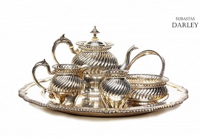 833 sterling silver tea set, gallon decoration.