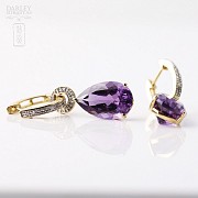 Earrings in 18k white gold with amethysts and diamonds. - 2