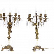 Pareja de lámparas de mesa de bronce, ffs.s.XIX - 2
