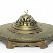 Brass and wood brazier, 19th century - 2
