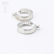 Pair of earrings in silver and rhodium with zirconia - 1