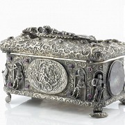 Silver box with gem-set gems, 19th century