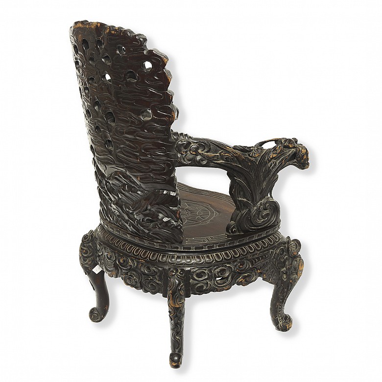 Chinese carved wooden armchair, 20th century - 1