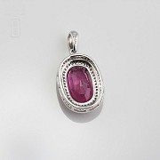 Pendant with ruby6.32cts and diamonds 0.31cts in  White Gold - 2