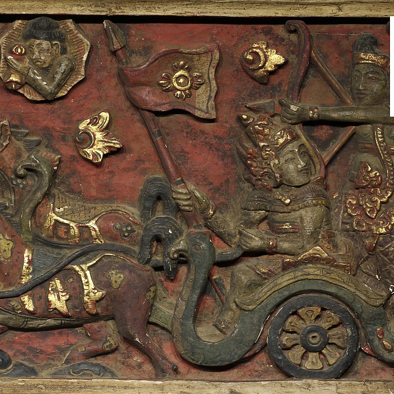 Relief carved in wood, India, 19th century
