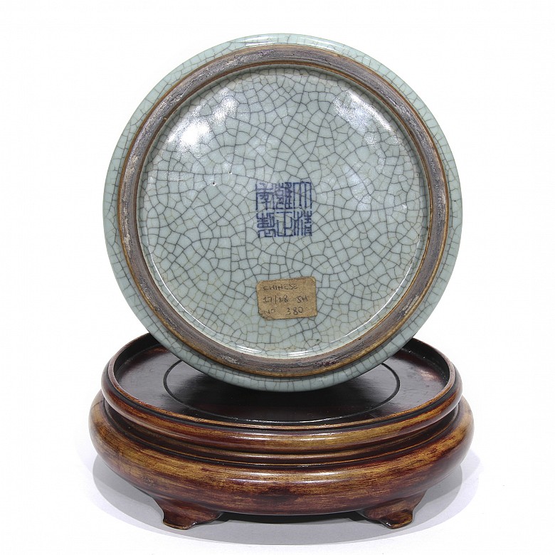 Cuenco de porcelana china celadón, dinastía Qing.