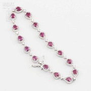 18k white gold bracelet with rubies and diamonds. - 3