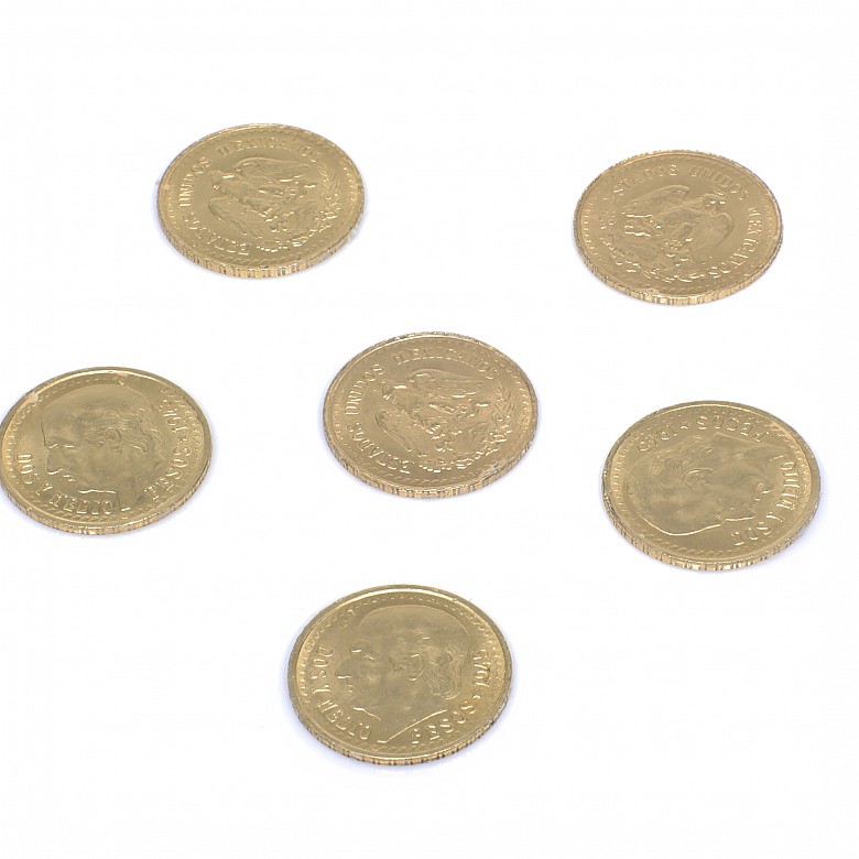 Seis medio pesos mejicanos de oro 900 milésimas