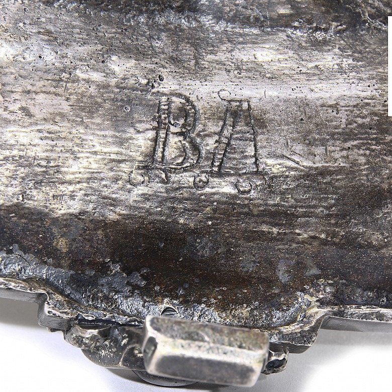 Tintero de metal plateado, s.XIX - XX - 3